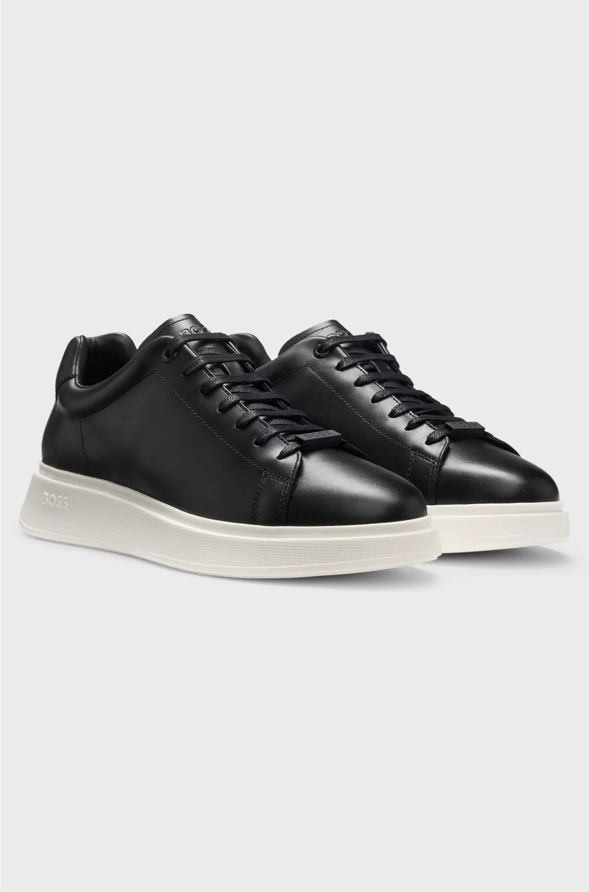 LEATHER TRAINERS WITH RUBBER OUTSOLE