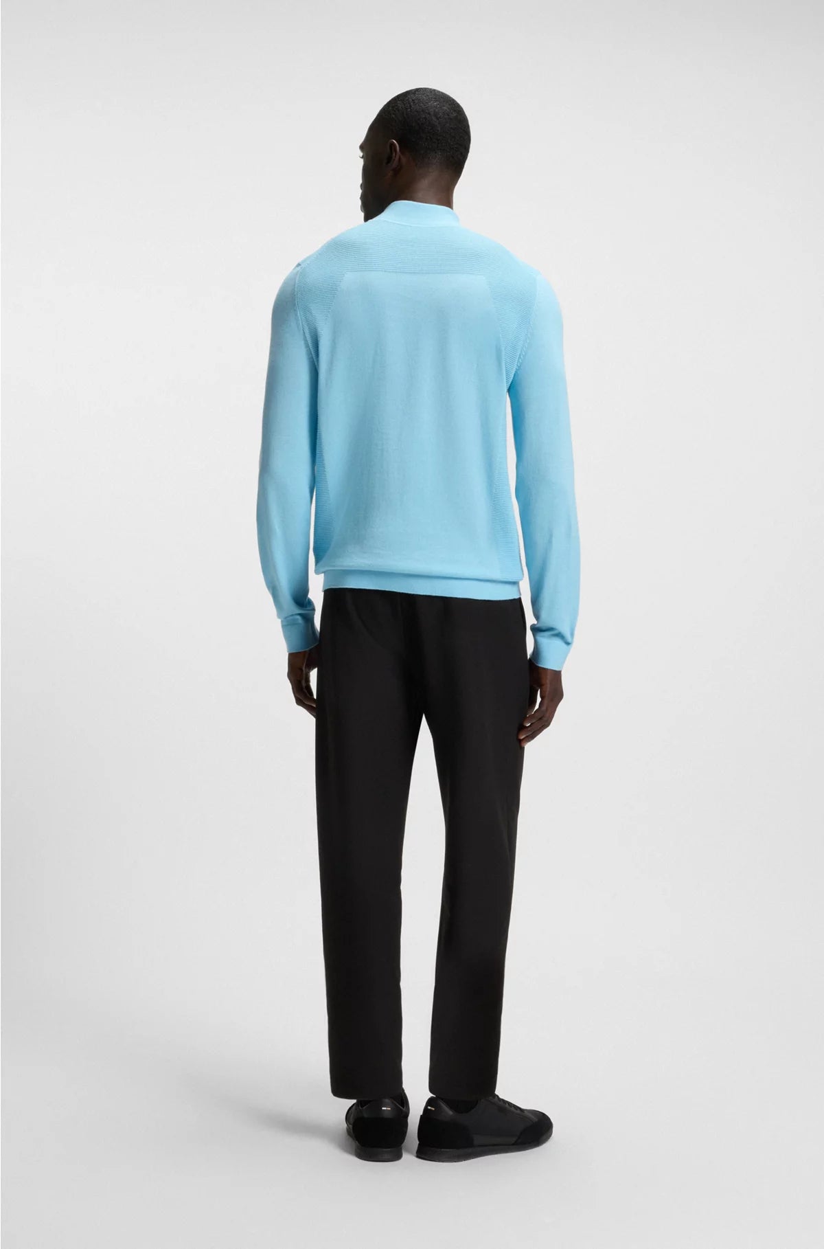 COTTON-BLEND SWEATER WITH QUARTER ZIP AND BODY-MAPPING