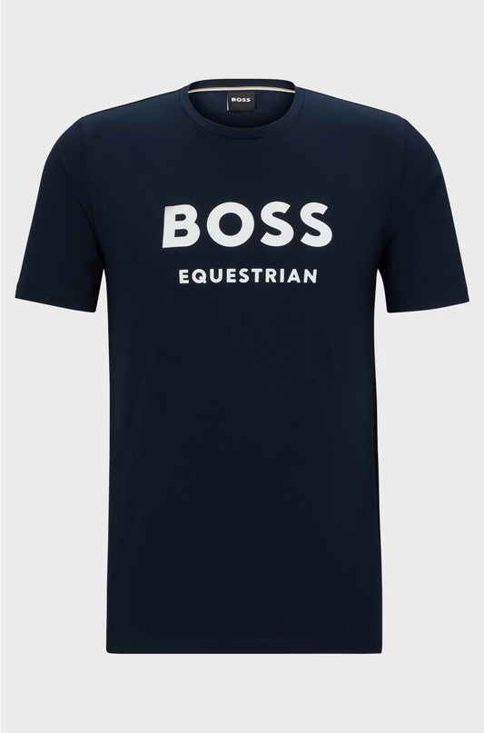 EQUESTRIAN SHORT-SLEEVED STRETCH-COTTON T-SHIRT WITH LOGO