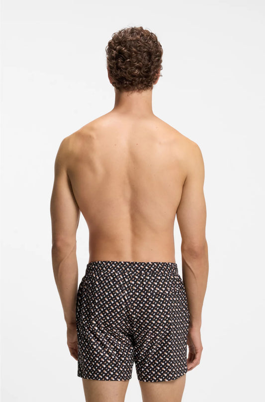FULLY LINED QUICK-DRY SWIM SHORTS WITH MONOGRAM PRINT