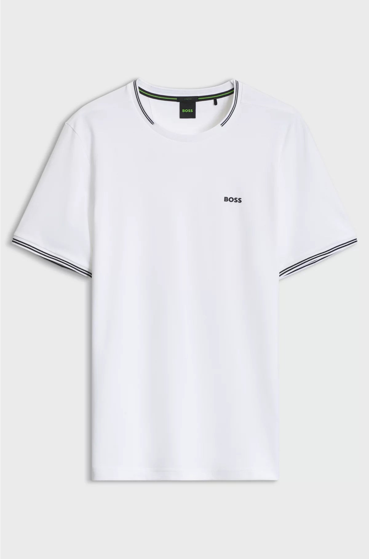 STRETCH-COTTON T-SHIRT WITH STRIPES AND LOGO