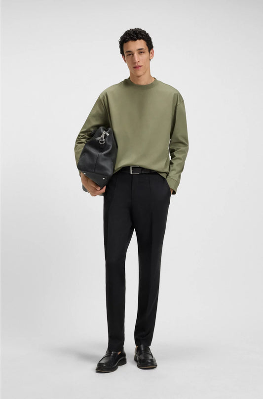 RELAXED-FIT LONG-SLEEVED T-SHIRT IN MERCERISED COTTON