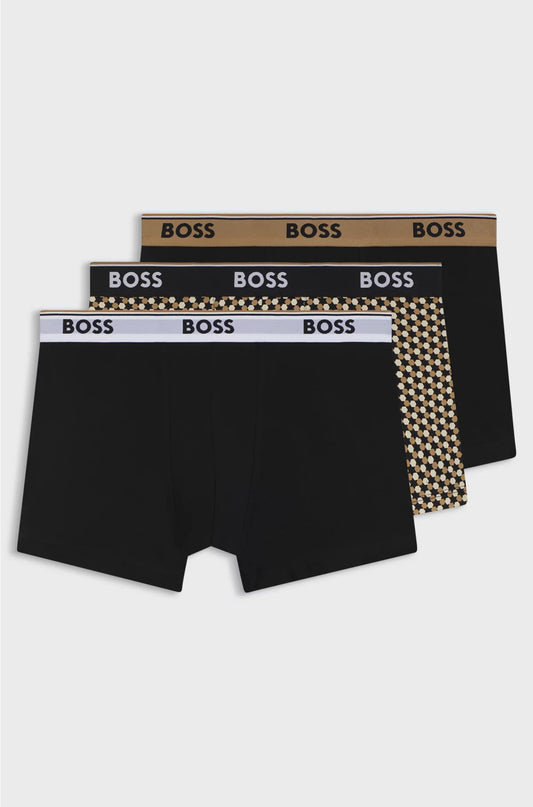 THREE-PACK OF LOGO-WAISTBAND TRUNKS IN STRETCH COTTON