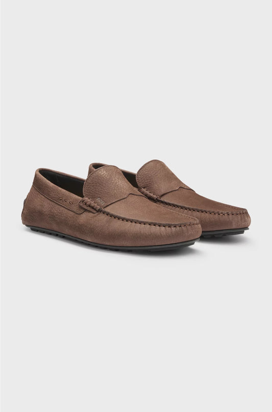 NUBUCK-LEATHER LOAFERS WITH DRIVER SOLE