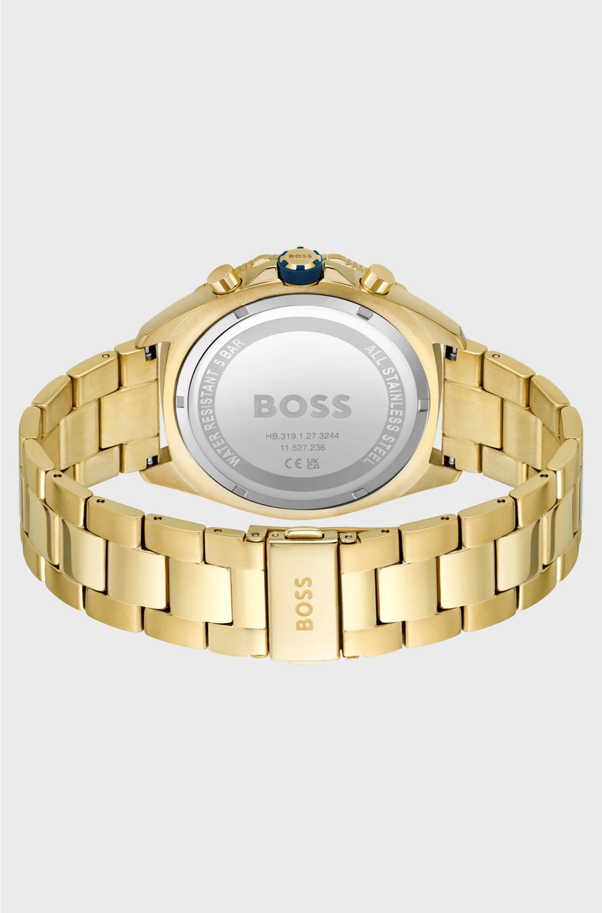BLUE-DIAL CHRONOGRAPH WATCH WITH GEOMETRIC BEZEL