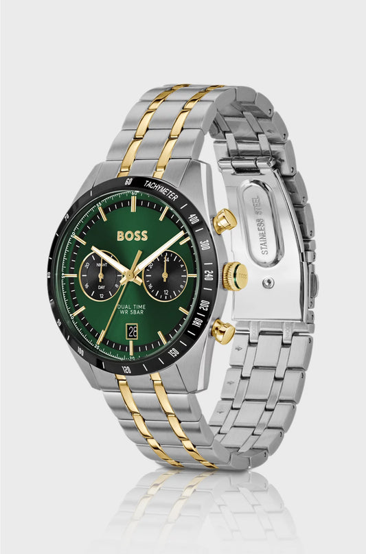 TOURMASTER GREEN-DIAL WATCH WITH TWO-TONE BRACELET