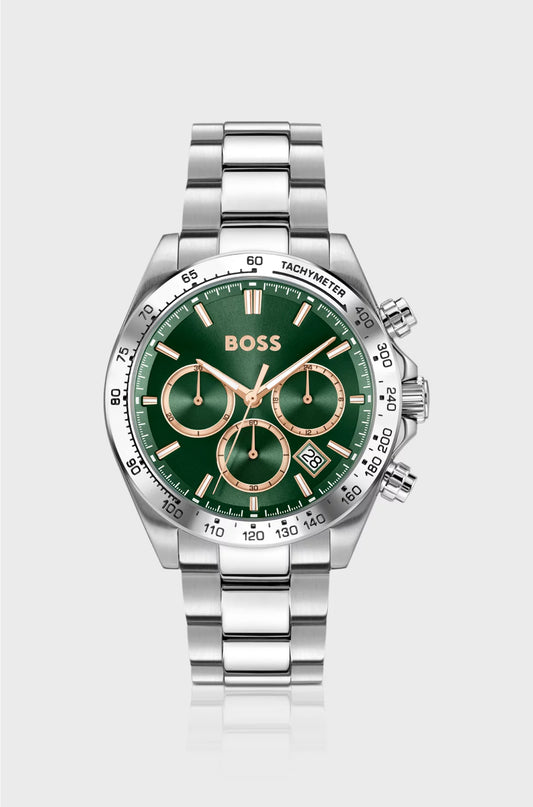 HERO 2.0 GREEN-DIAL CHRONOGRAPH WATCH WITH STEEL BRACELET